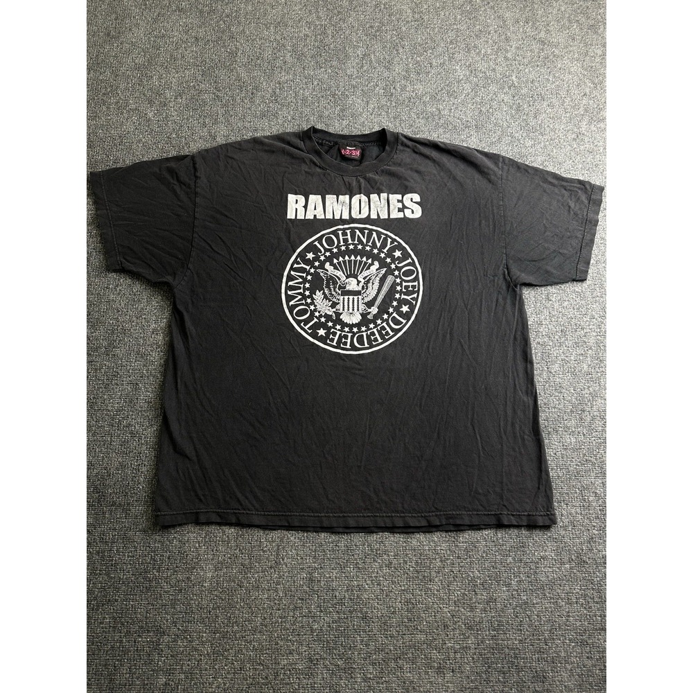 Mens Ramones Presidential Seal Punk Rock Band Black Graphic T Shirt, Size 2XL